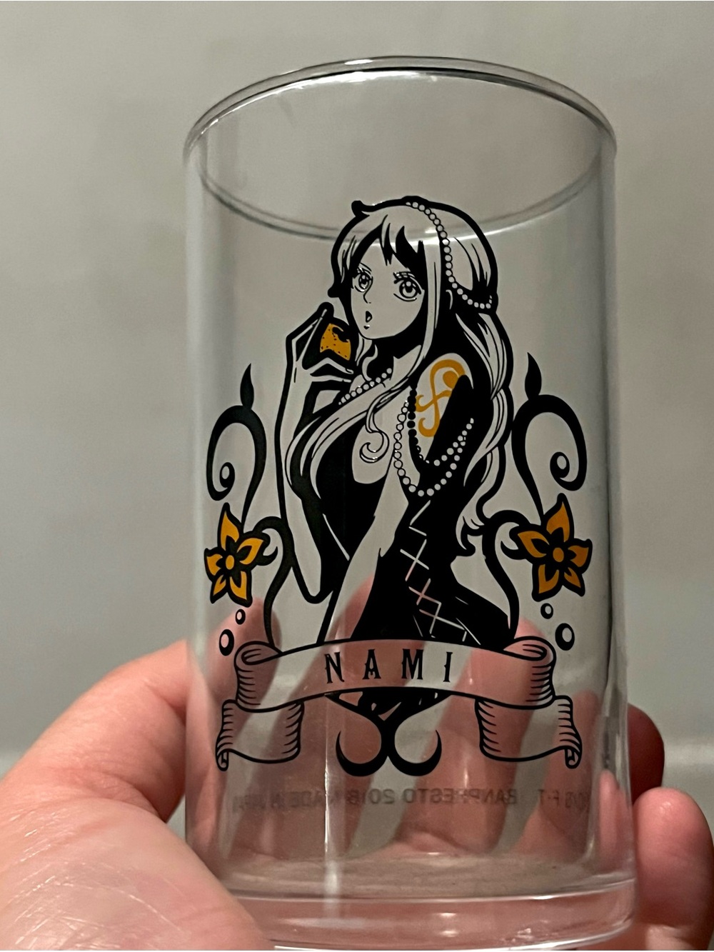 2018 One Piece Nami Illustrated Clear Glass Cup From Japan Anime Collectible